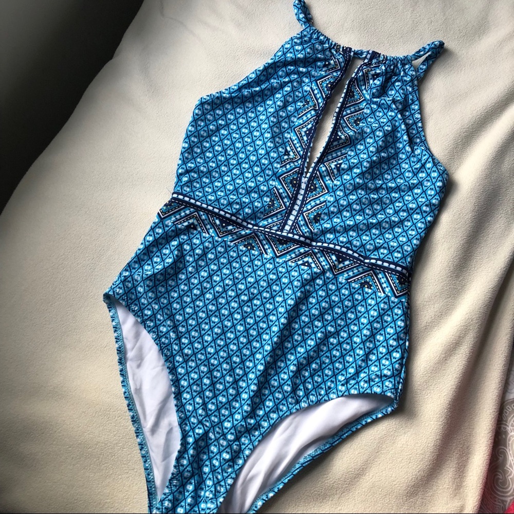 Never Worn Blue Bohemian One Piece Swimsuit